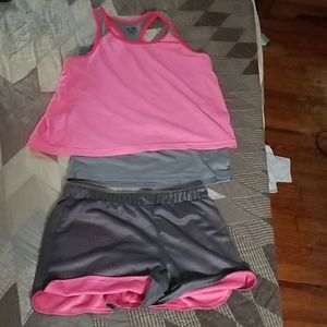 Champion mesh grey/pink short and tank set